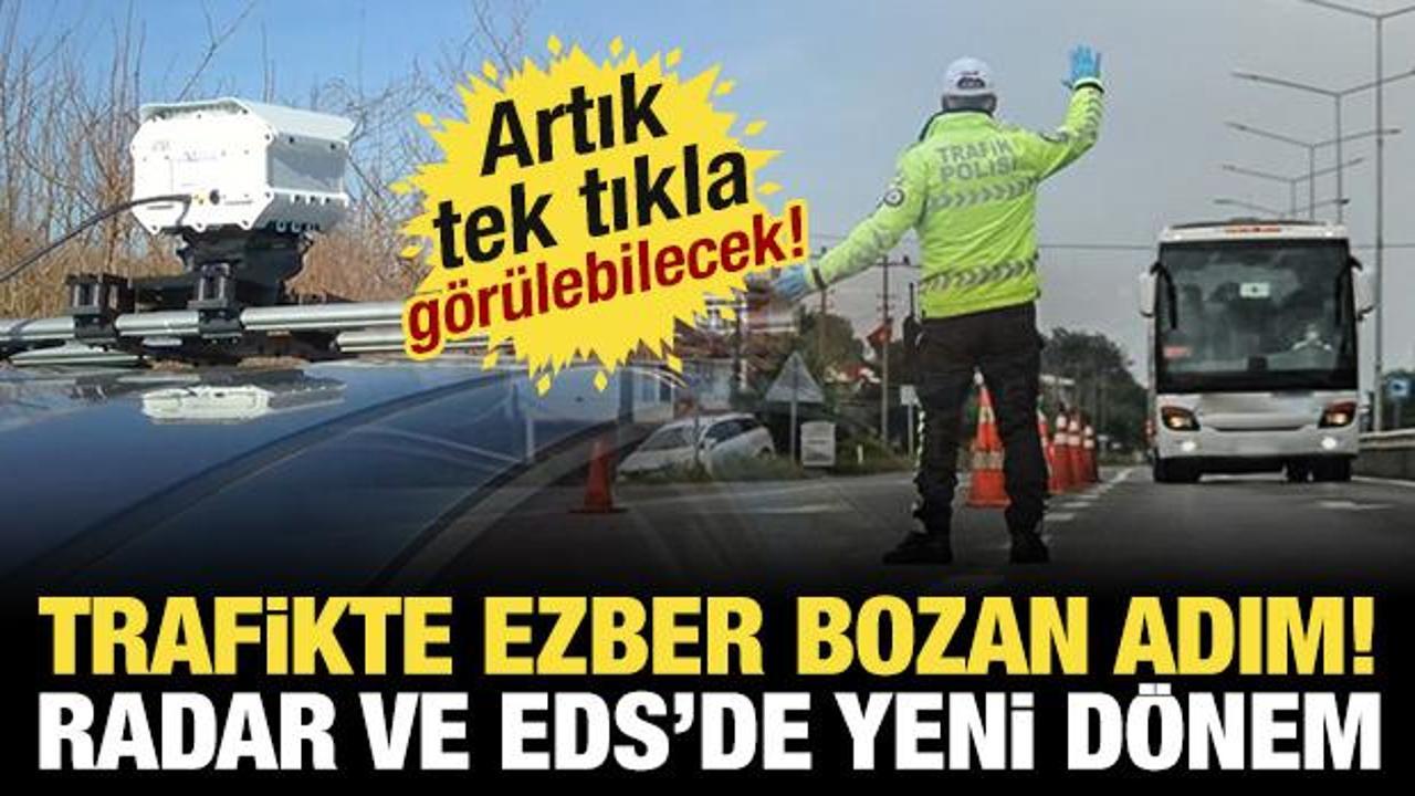 Trafik denetiminde radar ve EDS noktalarını gösteren mobil uygulama ekranı