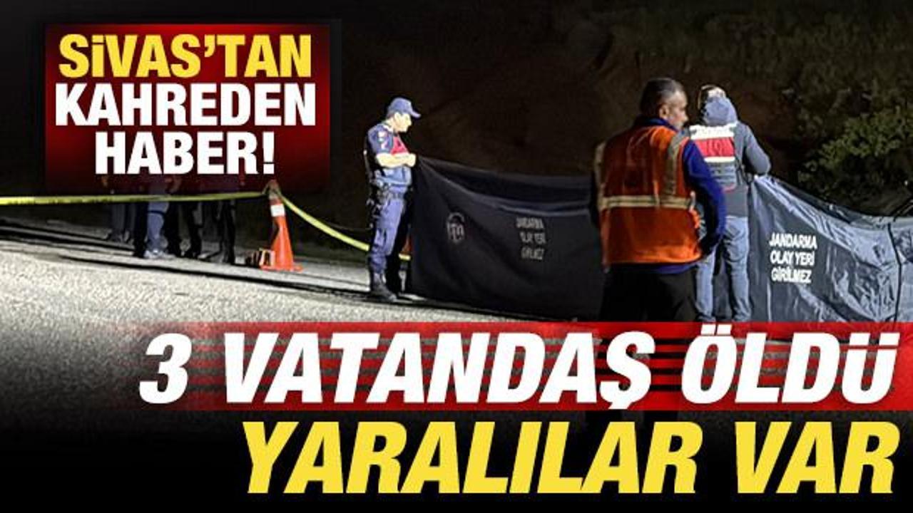 Sivas'ta iki aracın kafa kafaya çarpıştığı trafik kazasının yaşandığı bölge