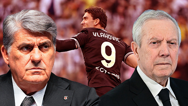 Dusan Vlahovic’in transfer gündemini temsil eden futbol sahası görseli