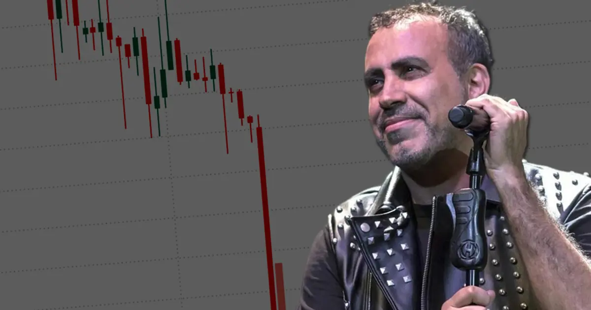 Haluk Levent ve değer kaybeden HLK Coin’i temsil eden kripto para grafiği